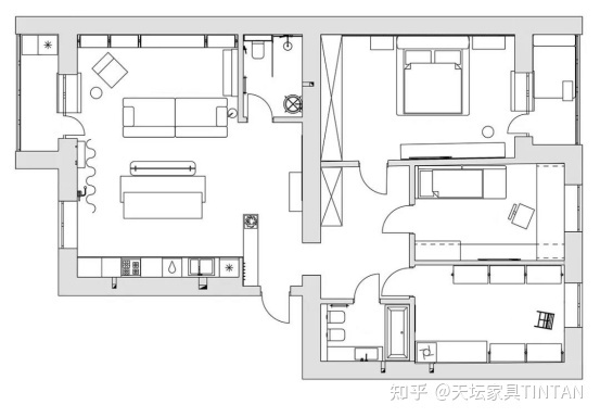 70㎡小戶型營造高級感，現(xiàn)代簡約兩居室家裝案例分享
