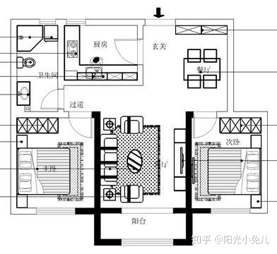 超好看的房子裝修，95平兩室兩廳簡歐裝修效果圖，全屋超美